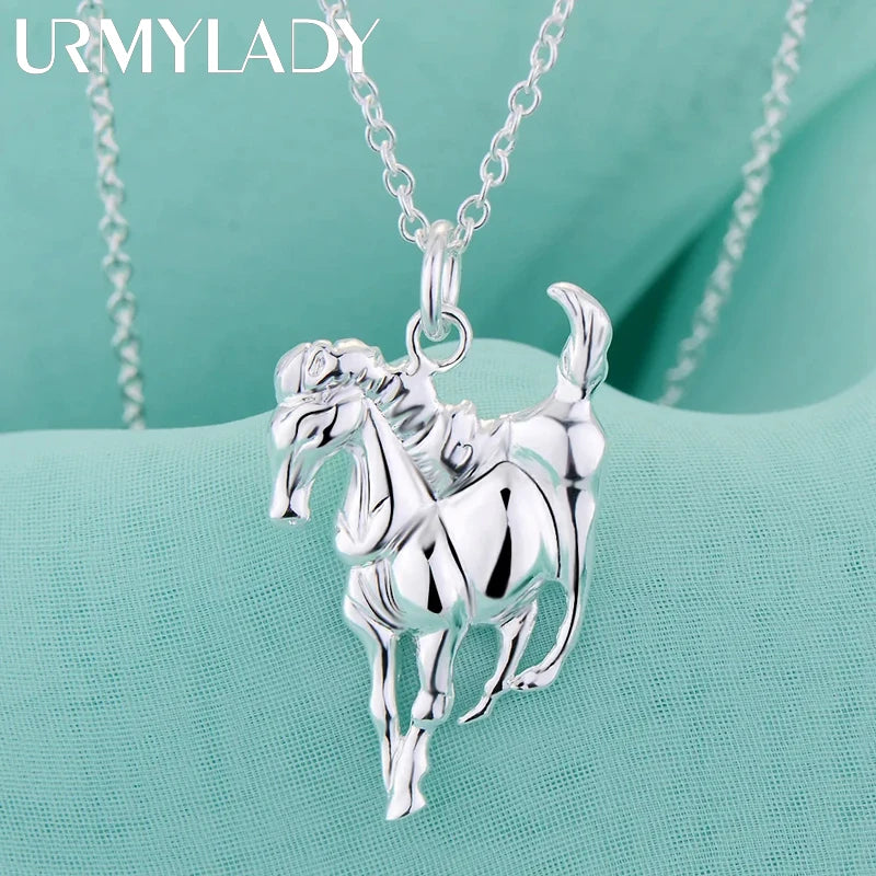 Modemarke Halskette aus 925er-Sterlingsilber für Damen, luxuriöser Hochzeitsschmuck, elegante Pferdeanhänger-Kette