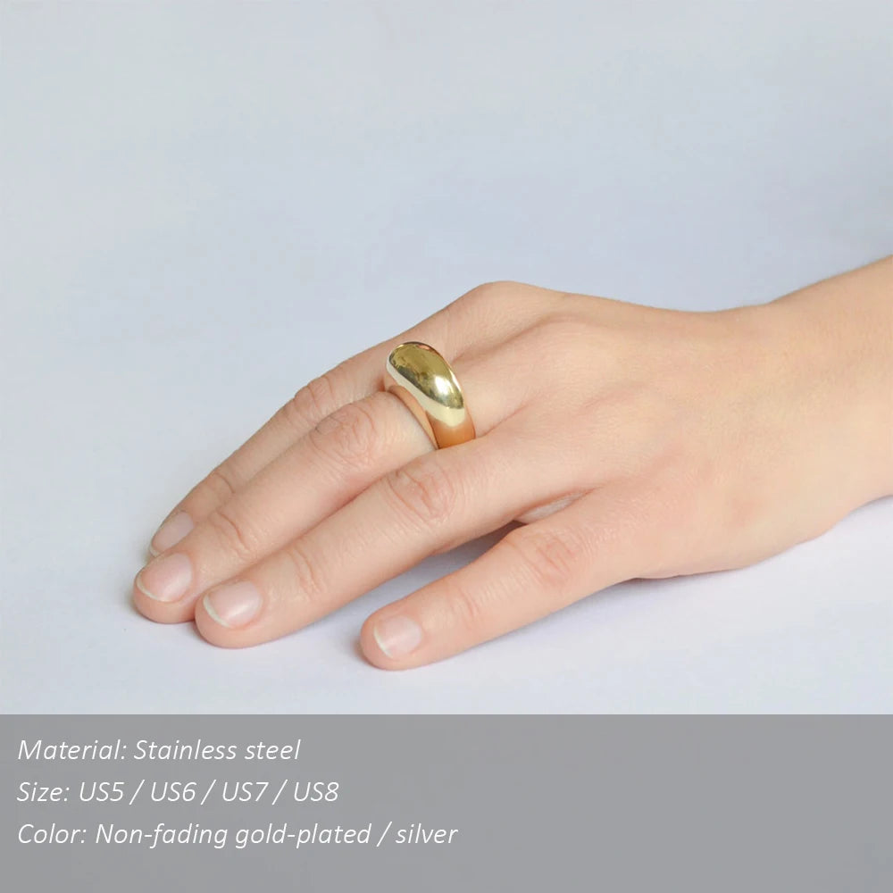 SUNIBI Modische einfache Edelstahlringe für Frauen, Bogenringe, Schmuck, Paar, Jahrestag, geometrischer Ring, Größe 5, 6, 7, 8, Schmuck