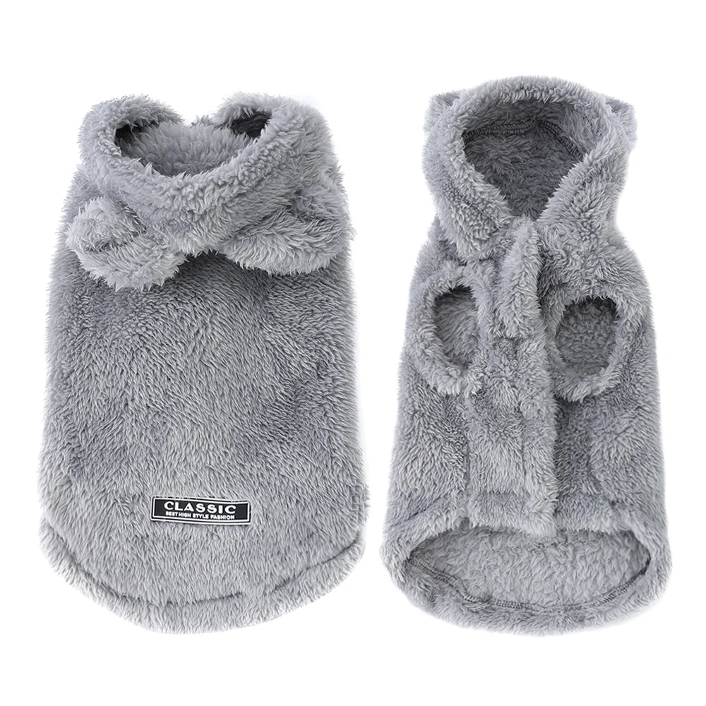 Weiche Fleece-Haustier-Hundekleidung, süßer Kapuzenmantel für kleine und mittelgroße Hunde, Katzen, Herbst-Winter-Welpen-Kapuzenjacke, Pullover, Mops-Bekleidung