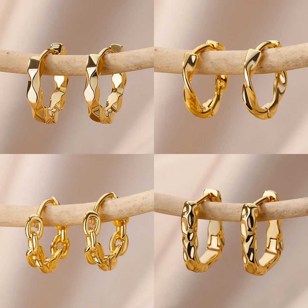 Elegante runde Ohrringe für Frauen und Mädchen, luxuriöse Edelstahl-Creolen, Vintage-Stil, Hochzeit, Verlobung, ästhetischer Schmuck