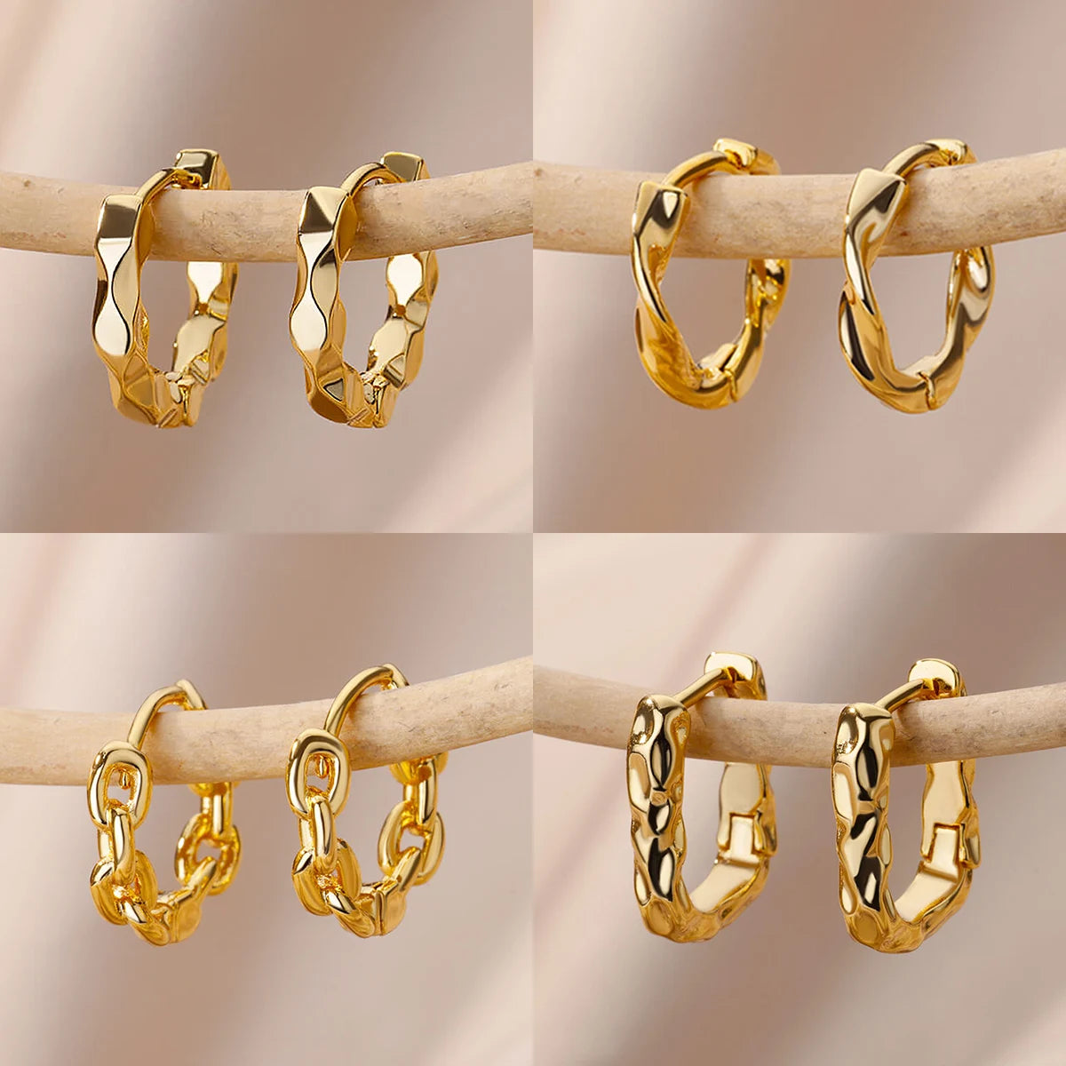 Elegante runde Ohrringe für Frauen und Mädchen, luxuriöse Edelstahl-Creolen, Vintage-Stil, Hochzeit, Verlobung, ästhetischer Schmuck