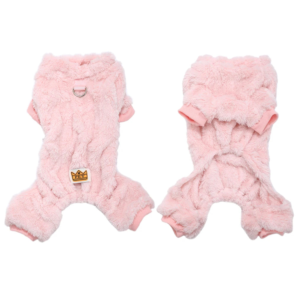 Haustier-Hundekleidung, gemütlicher weicher Fleece-Overall für Welpen und Katzen, für kleine und mittelgroße Hunde, Katzen, warme Winterkleidung mit Elastizität, Yorkshire-Mops