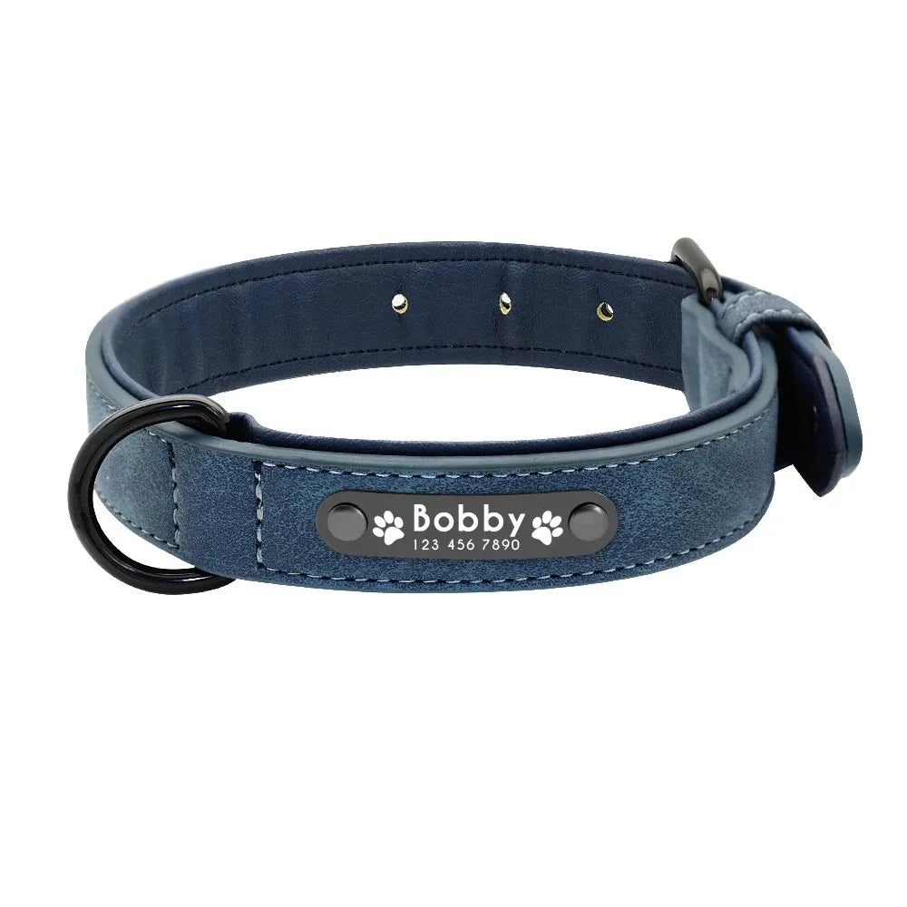 Personalisierte Namens-ID-Tags, Hundehalsbänder, individueller Text, Name, Leder-Hundehalsband für kleine, mittelgroße und große Hunde, Pitbull, Bulldogge, Beagle