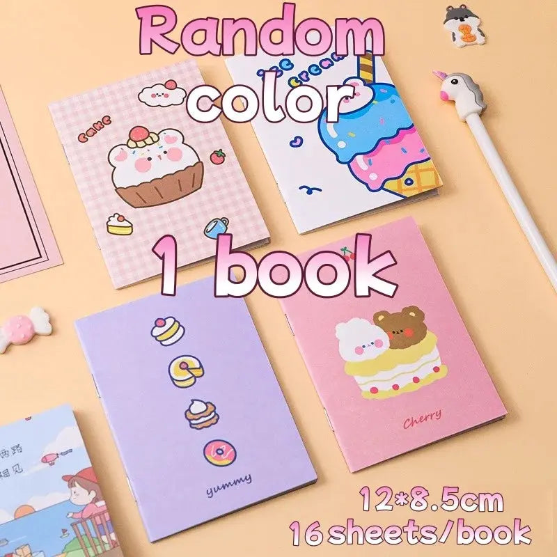 Kawaii Cartoon Mini-Notizbücher in zufälligen Farben, 10er Set, perfekte Ergänzung für Schule und Alltag.