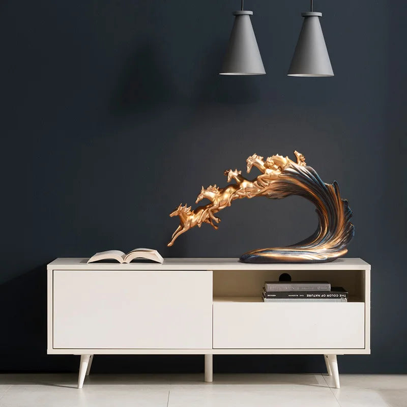 Pferde-Ornament mit goldenem Licht zur Tischdekoration