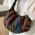 Crossbody Bags Tribal Style Shoulder Bag, Foldable Crossbody Striped Pattern, Flag Theme Hand Washable Edge Painted Lining Petoria Store