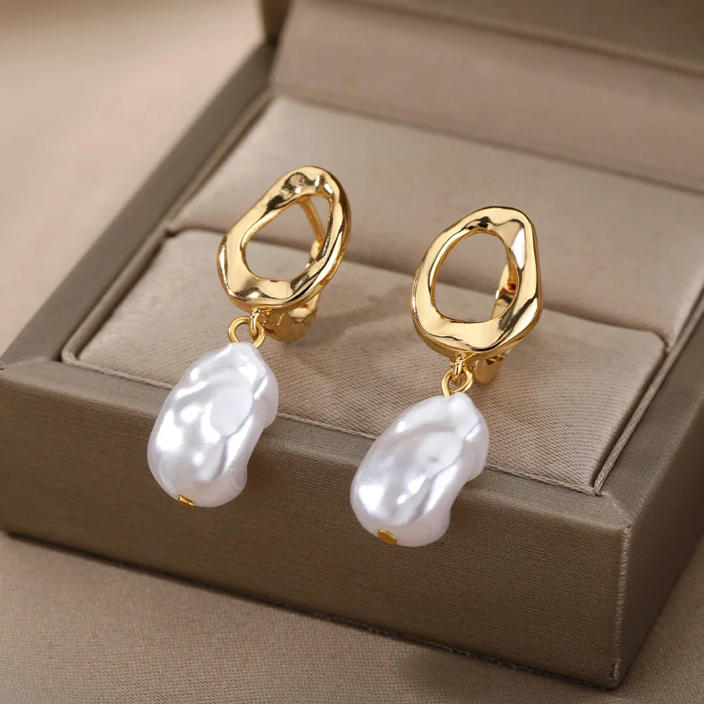 Herz Edelstahl Ohrringe für Frauen Zirkon Gold Farbe Creolen Ästhetische Wasserdichte Ohr Piercing Schmuck Zubehör