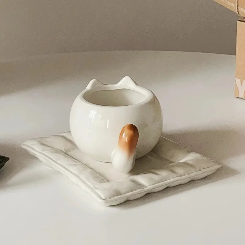 Keramiktasse, niedliche Katzenform, unterglasurfarben, Cartoon, siamesische Katze, Kaffeetassen, Zuhause, Frühstück, Milch, Kaffeetasse, Geburtstagsgeschenk, Tasse