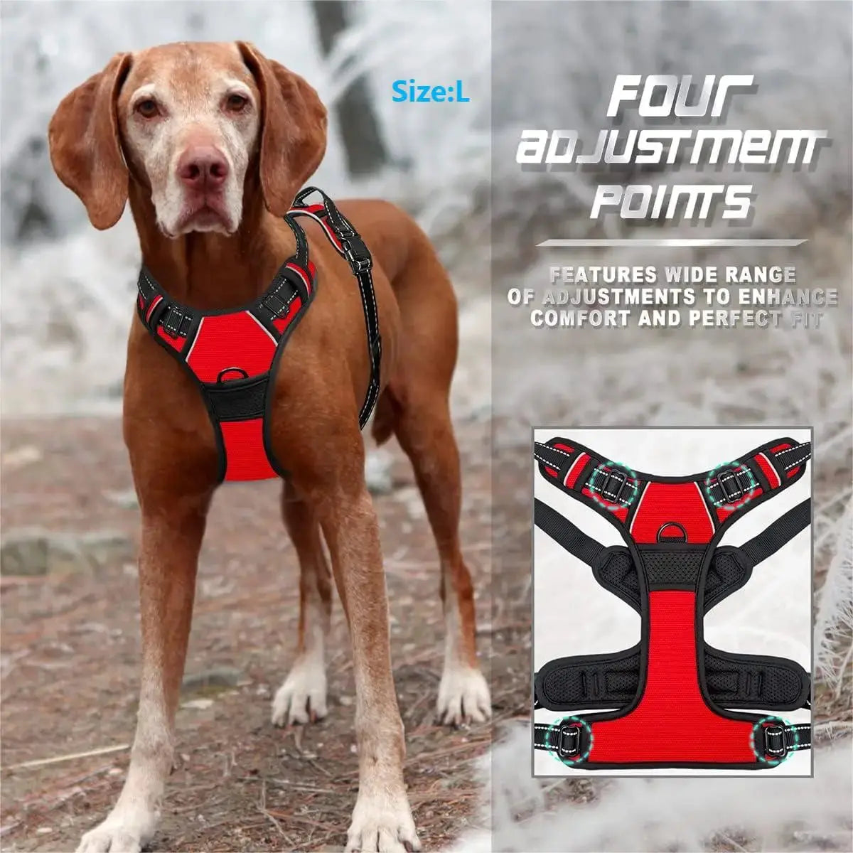 Reflektierendes Anti-Zug-Hundegeschirr mit Frontclip Petoria