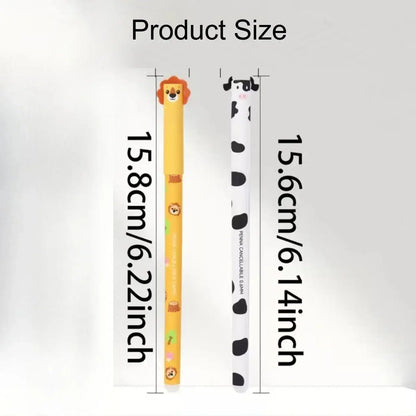 Niedliche radierbare Gelstifte Tierdesign mit Produktgrößenangaben, 15.8cm und 15.6cm.