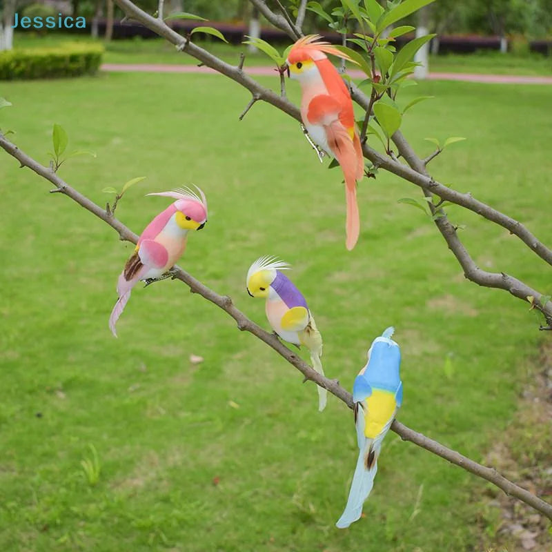〔Jessica〕Cartoon Parrot Garden Ornaments - Colorful Simulation Bird Figurines for Home &amp; Yard Decor Petoria Store