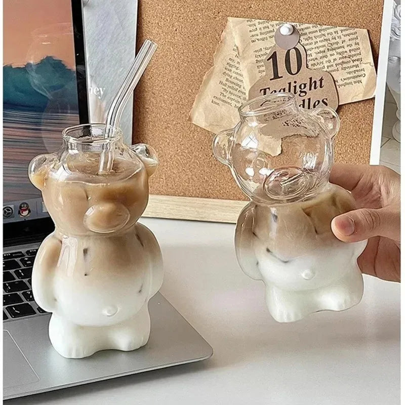 Cartoon Bär Keramiktasse mit Strohhalm Premium.....