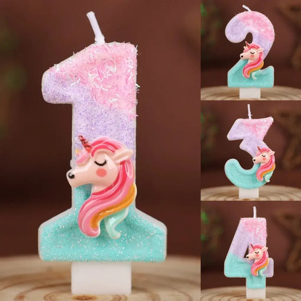 Einhorn Zahlenkerzen für Kindergeburtstag 0–9