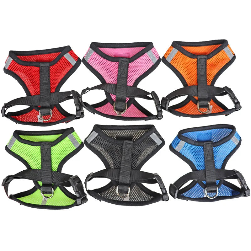 Katzen-Hundegeschirr mit Leine, verstellbare Weste, Polyester-Mesh, atmungsaktive Geschirre, reflektierende Sti für kleine Hunde und Katzen, Zubehör