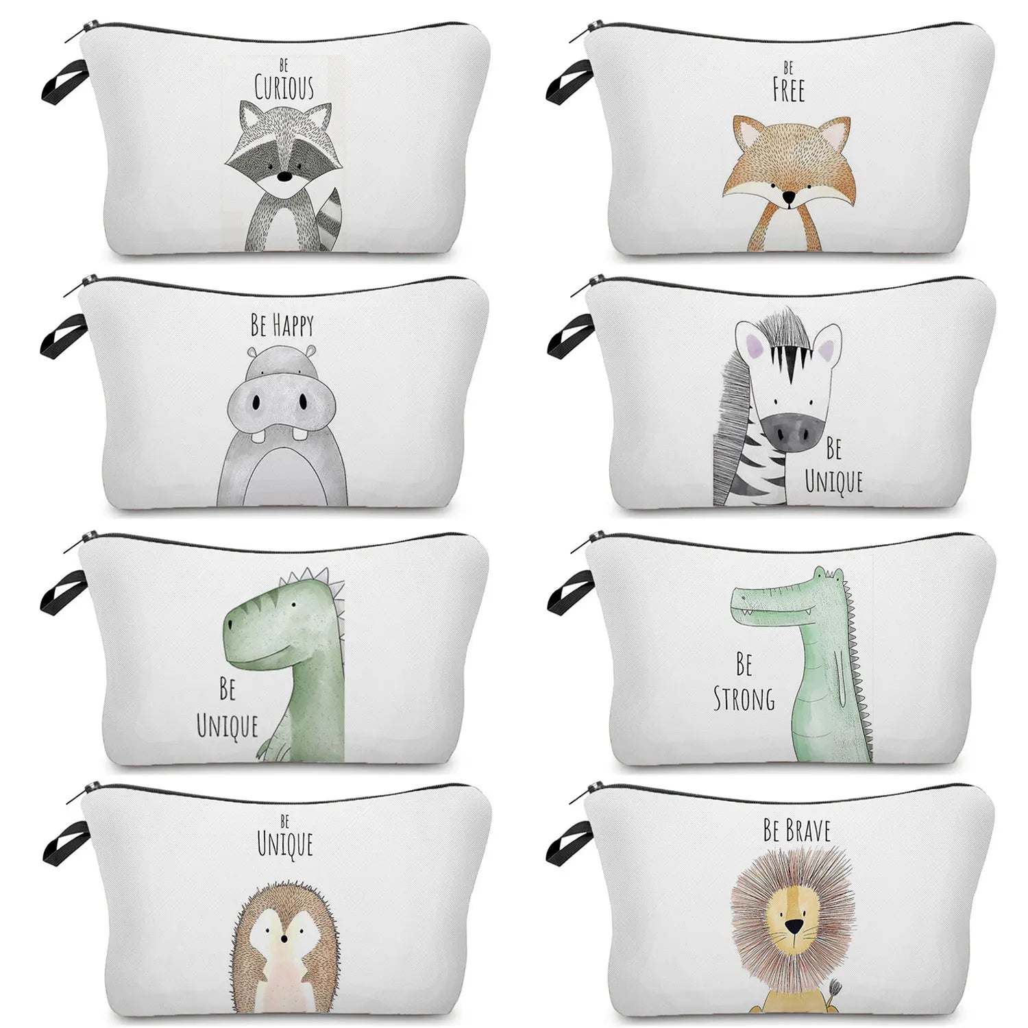 Nette Aquarell Tier Druck Kosmetik Fall Frau Cartoon Dinosaurier Bär Make-Up Tasche Tragbare Spielzeug Lagerung Tasche Kinder Beste Geschenk
